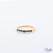 Natural Rough Raw Black Diamond Stackable Ring in 14K Solid Gold, Minimal Half Eternity Promise Band Ring by Skosh, Perfect Unique Gift