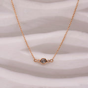 Hexagon Shaped Salt and Pepper Diamond Necklace with a Diamond Bezel Setting in 14K Solid Gold, Wedding Anniversary Gift for Her