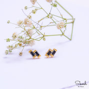 14k Solid Gold Studs, Black Diamond Studs, Baguette Diamond, Minimalistic Jewelry, Small Studs, Stud Earrings, Daily Wear