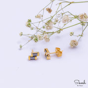 14k Solid Gold Studs, Black Diamond Studs, Baguette Diamond, Minimalistic Jewelry, Small Studs, Stud Earrings, Daily Wear