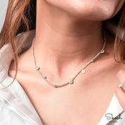 Personalized Initial Choker Necklace in 14K Solid Gold with Sparkling White Diamond Beads - A Thoughtful Gift for Women and Children