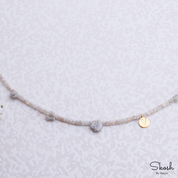 Personalized Initial Choker Necklace in 14K Solid Gold with Sparkling White Diamond Beads - A Thoughtful Gift for Women and Children