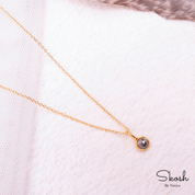 Salt and Pepper Rose Cut Diamond Choker Floating Minimalistic Engagement Necklace Jewelry in 14K Solid Gold by Skosh, Perfect Gift for Women