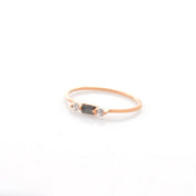 Raw Black Three Stone Diamond Engagement Ring