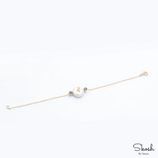 Custom Name Freshwater Pearl Bracelet with Initial in 14K Solid Gold and Diamond Accent by Skosh - Ideal Gift for Her