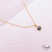 Rose Cut Blue Diamond Floating Pendant in 14K Solid Gold Minimal Choker Necklace by Skosh, Unique Anniversary Gifts for her