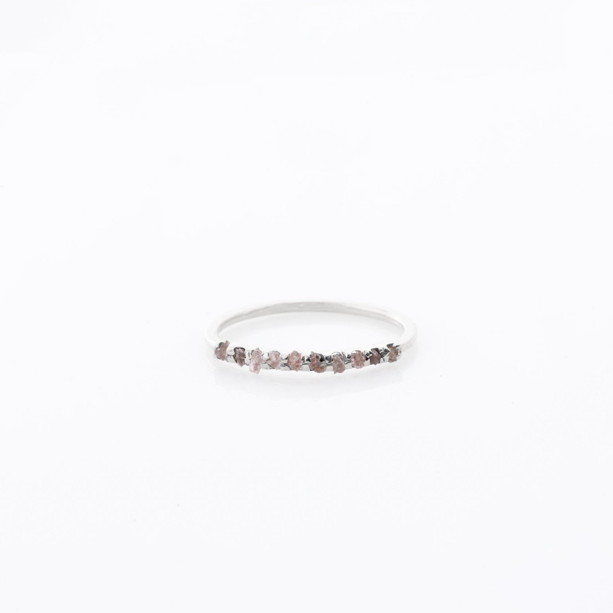 Raw Pink Gray Diamond Stacking Ring in 14K Solid Gold - Unique Promise or Half Eternity Band with Natural Rough Diamonds - Minimalist Style