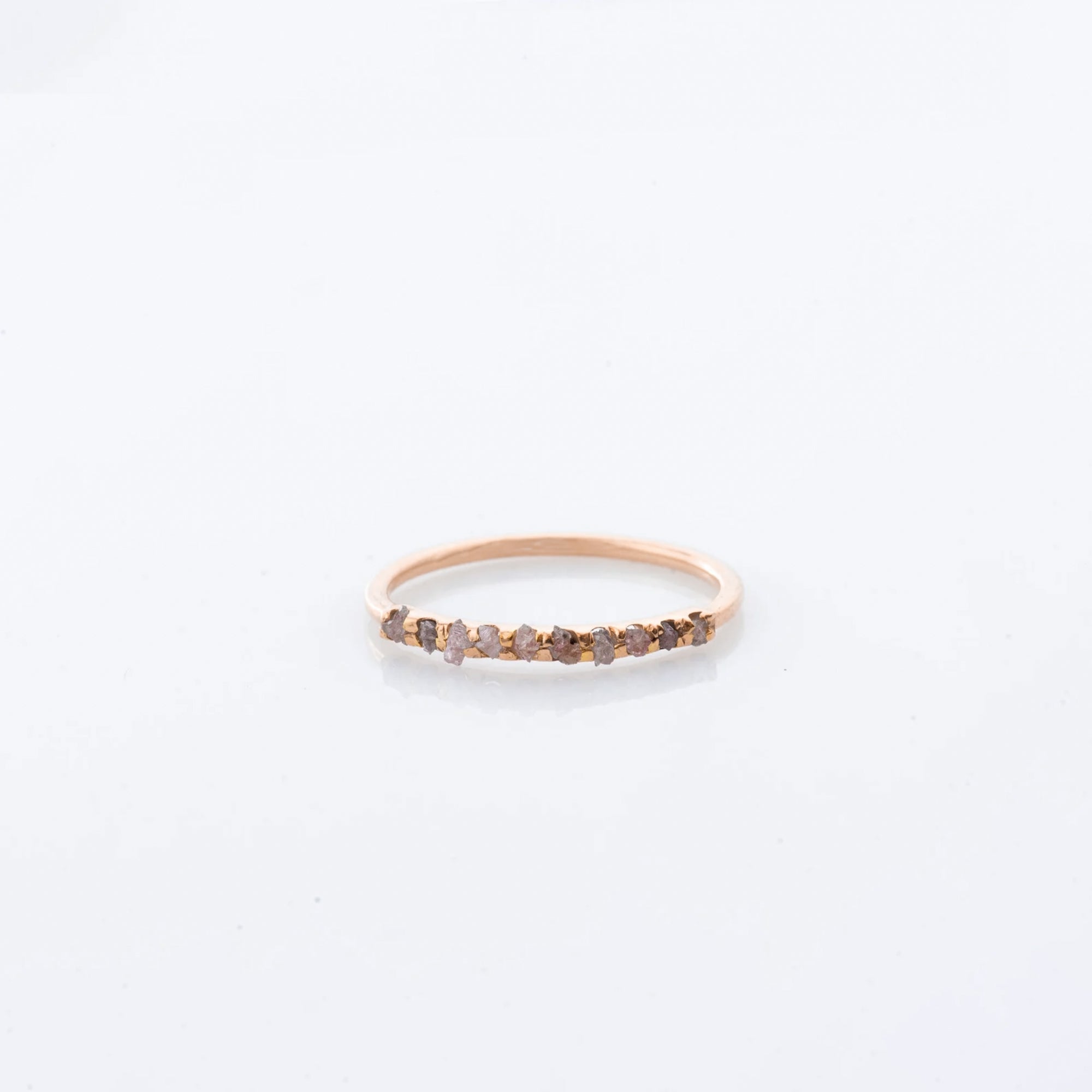 Raw Pink Gray Diamond Stacking Ring in 14K Solid Gold - Unique Promise or Half Eternity Band with Natural Rough Diamonds - Minimalist Style