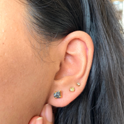 Rough Raw Black Diamond Stud Earring in 14K Solid Gold with 4 Gold Prong For Women by Skosh, Perfect Gift