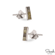 14K Solid Gold Cube Diamond Stud Earrings - Minimalist, Edgy and Unique Gift for Her in White, Yellow, and Rose Gold