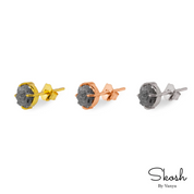 Rough Raw Gray Diamond Stud Earring