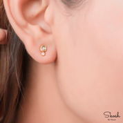 Unique Salt and Pepper Oval Rose Cut Diamond Small Studs Earrings in 14K Solid Gold, Minimalistic Bridal Jewelry, Perfect Valentines Gift