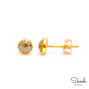 Yellow Rose Cut Diamond Studs Earrings in 14K Solid Gold - A Minimalistic Everyday Earring, Perfect Valentines Day Gift for Every Women