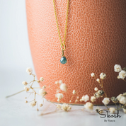 Natural Blue Diamond Briolette Charm Necklace in 14K Solid Gold, Minimalist Bridal Choker with 1 CTW  Layering Solitaire Pendant