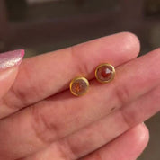 Rose Cut Red Diamond Stud Earring