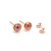 Rose Cut Red Diamond Stud Earring