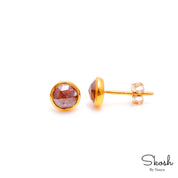 Rose Cut Red Diamond Stud Earring