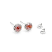 Rose Cut Red Diamond Stud Earring