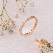 Natural Diamond Bezel Eternity Ring, Wedding Band, Stacking Ring, Minimalist Ring in 14K Solid Yellow, White, Rose Gold for Women by Skosh