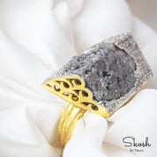 925 Sterling Silver Rough Natural Diamond Ring, Statement Ring, Unique Ring, One of A Kind Jewelry for Women by Skosh, Perfect Gift