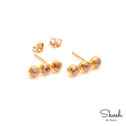 Rose Cut Red Diamond Studs Earring in 14K Solid Gold, Minimalistic Diamond Jewelry by Skosh, Perfect Gift for Her