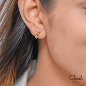 Rose Cut Red Diamond Studs Earring in 14K Solid Gold, Minimalistic Diamond Jewelry by Skosh, Perfect Gift for Her