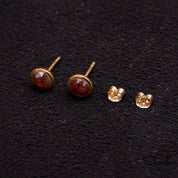 Rose Cut Red Diamond Stud Earring