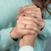 Raw Black Diamond Solitaire Engagement Ring, Geometric 14K Solid Gold Filigree Diamond Ring, Unique Engagement Ring - Conflict Free Diamonds