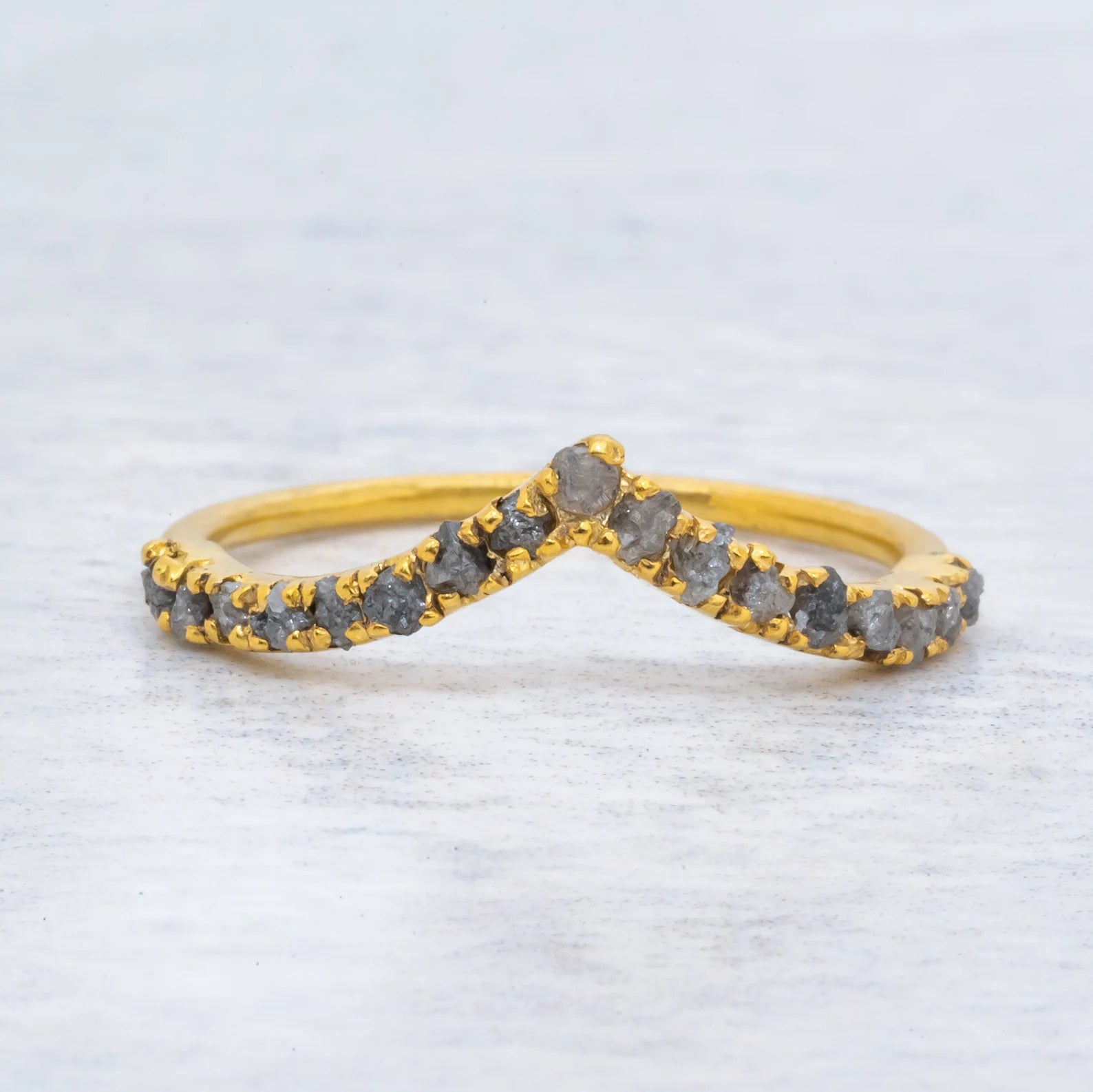 Raw Gray Diamond Wedding Band