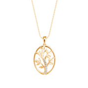 Tree of Life Diamond Charm Pendant Necklace