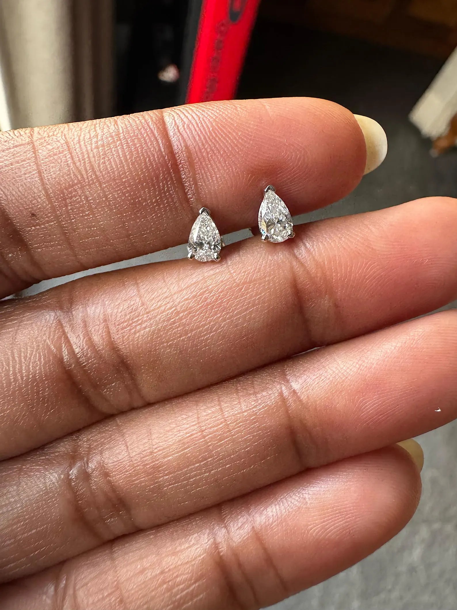 1 Ct to 6 Carats Diamond Pear Cut Shape Lab Grown Diamond Solitaire Stud Earrings