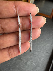 Elegant Tapered Long Diamond Drop Earrings