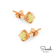 Rough Raw Yellow Diamond Stud Earring