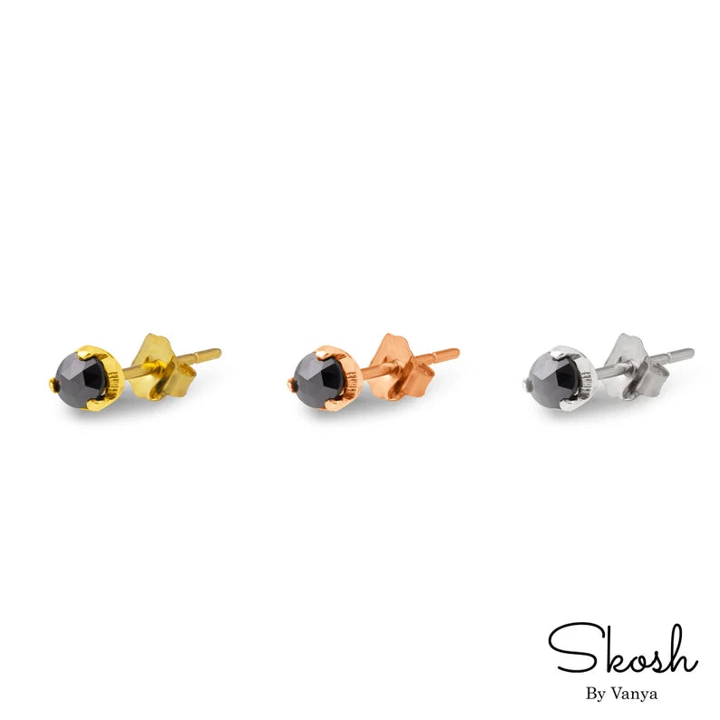 Rose Cut Black Diamond Stud Earring