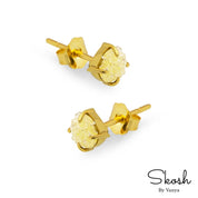 Rough Raw Yellow Diamond Stud Earring