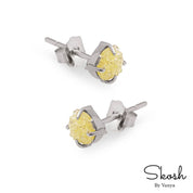 Rough Raw Yellow Diamond Stud Earring