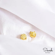 Rough Raw Yellow Diamond Stud Earring