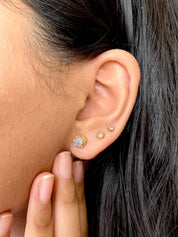 Rough Raw Gray Diamond Stud Earring Prong Setting