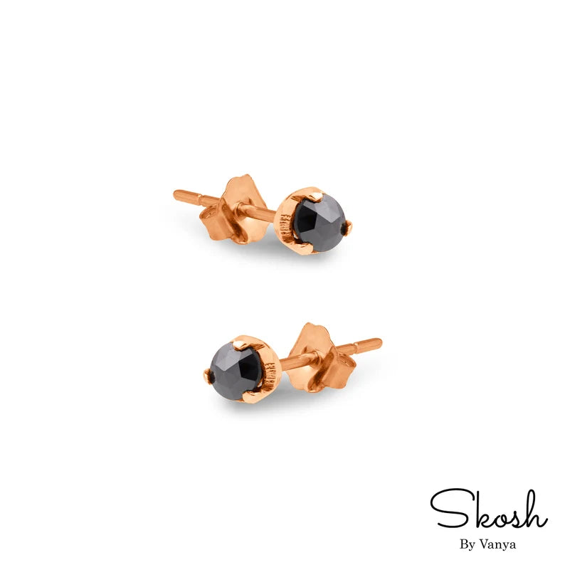 Rose Cut Black Diamond Stud Earring