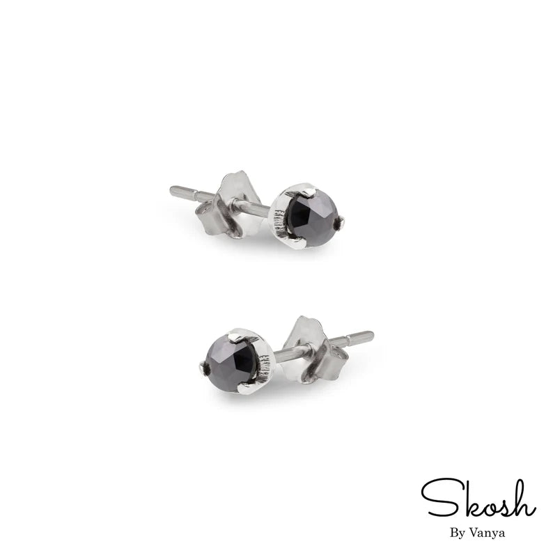 Rose Cut Black Diamond Stud Earring