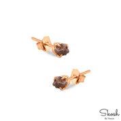 Red Brown Rough Diamond Stud Earring