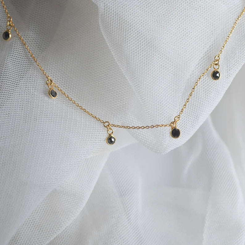 Black Rose cut Diamond Floating Necklace