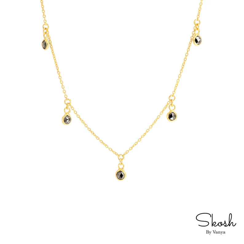 Black Rose cut Diamond Floating Necklace