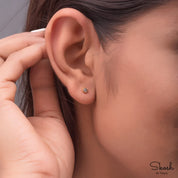 Hexagon Rose Cut Salt and Pepper Minimalist Diamond Stud Earrings