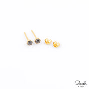 Hexagon Rose Cut Salt and Pepper Minimalist Diamond Stud Earrings