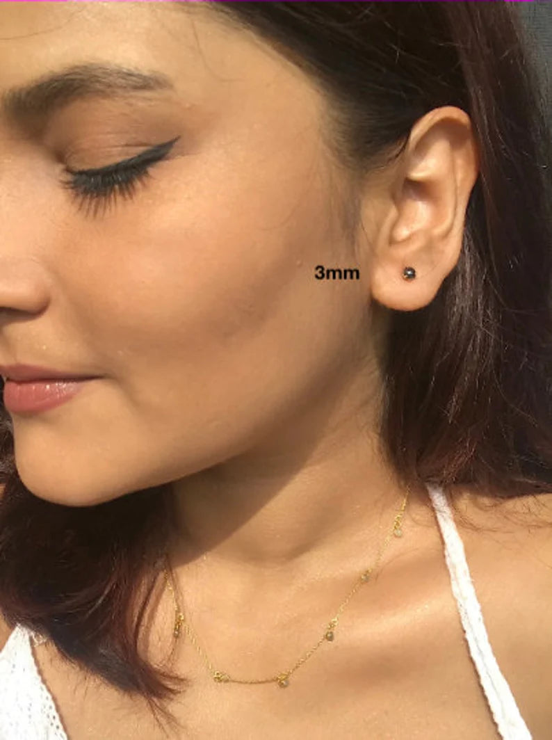 Rose Cut Black Diamond Stud Earring