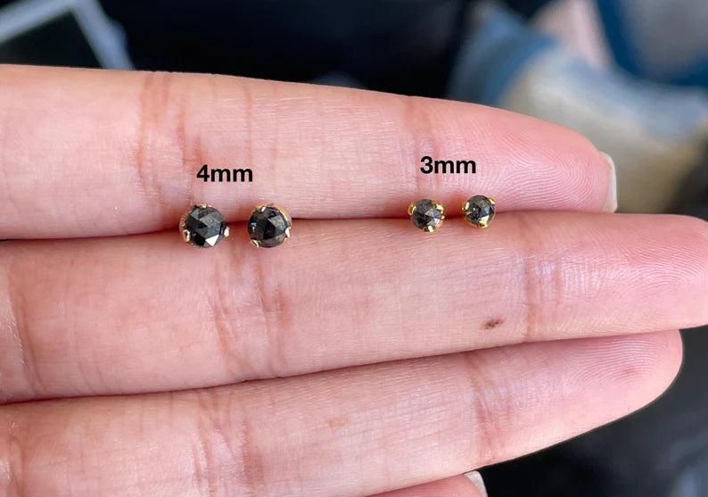 Rose Cut Black Diamond Stud Earring
