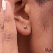 Hexagon Rose Cut Salt and Pepper Minimalist Diamond Stud Earrings