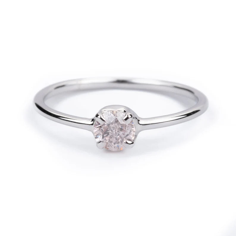 Earth Mined Pink Round Brilliant Cut Diamond Ring For Her