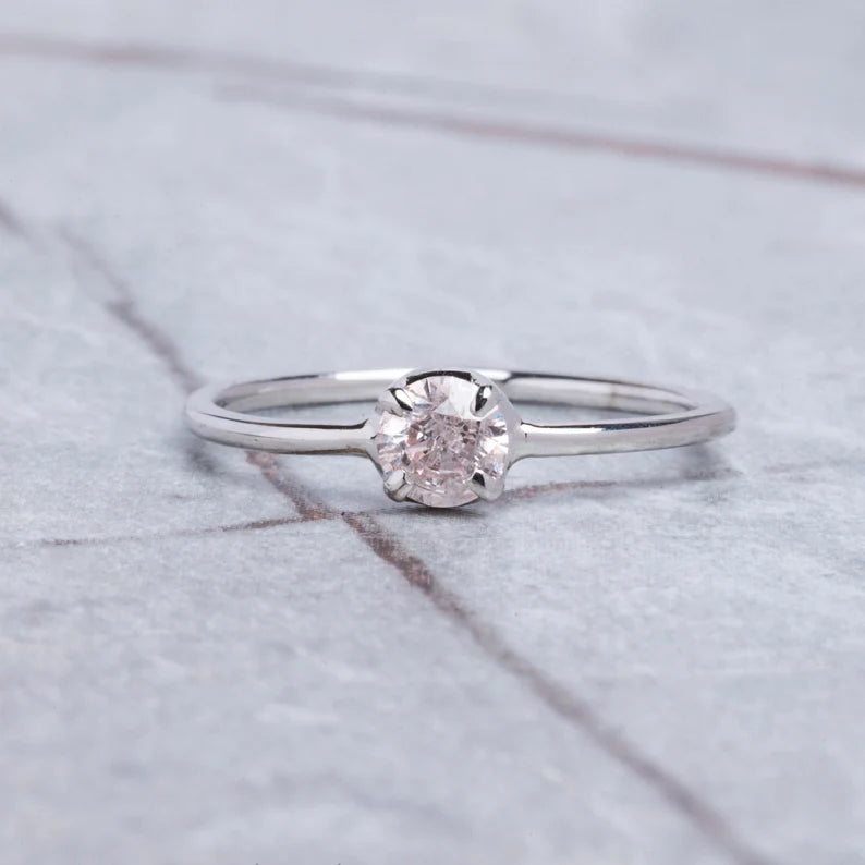 Earth Mined Pink Round Brilliant Cut Diamond Ring For Her